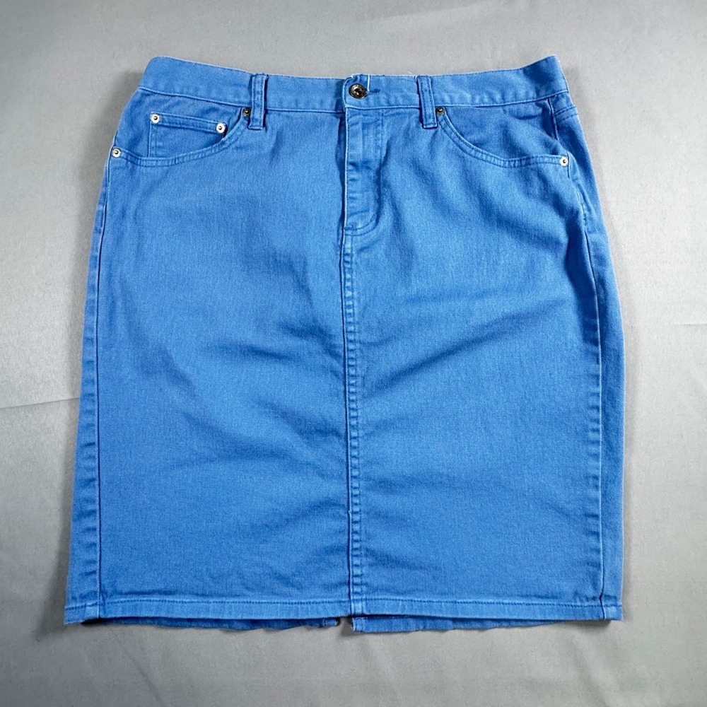 Vintage Lauren Jeans Co Ralph Lauren Denim Pencil Skirt Blue Midi 14 Preppy